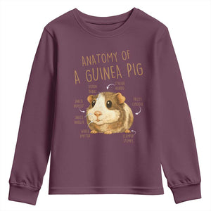 Anatomy Of A Guinea Pig Youth Sweatshirt Funny Cavy Lover Animal Anatomy Gift TS12 Maroon Print Your Wear