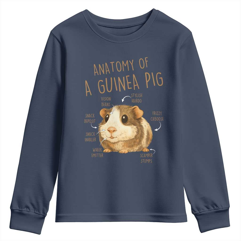 Anatomy Of A Guinea Pig Youth Sweatshirt Funny Cavy Lover Animal Anatomy Gift TS12 Navy Print Your Wear