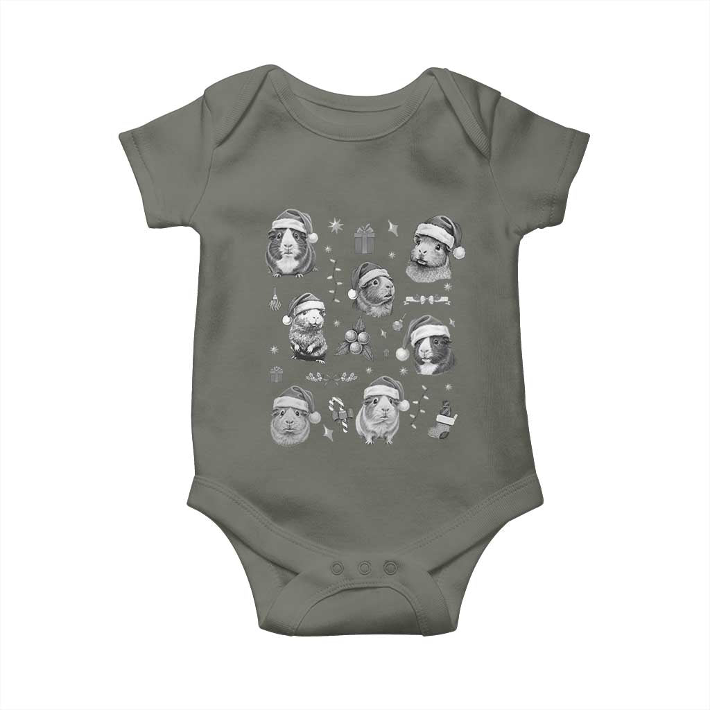 Christmas Guinea Pigs Baby Onesie Funny Cavy Lover Holiday Gift TS12 Military Green Print Your Wear