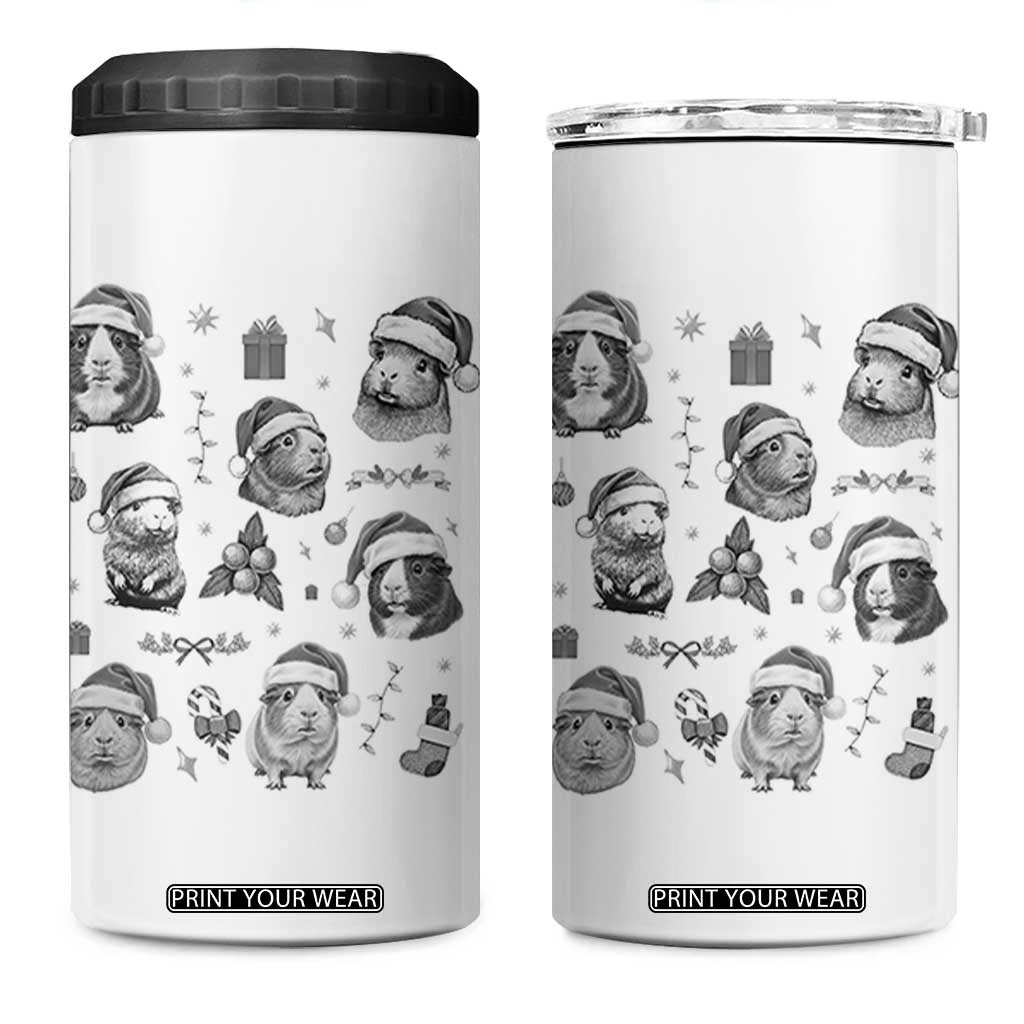 Christmas Guinea Pigs 4 in 1 Can Cooler Tumbler Funny Cavy Lover Holiday Gift TS12 One Size: 16 oz White Print Your Wear