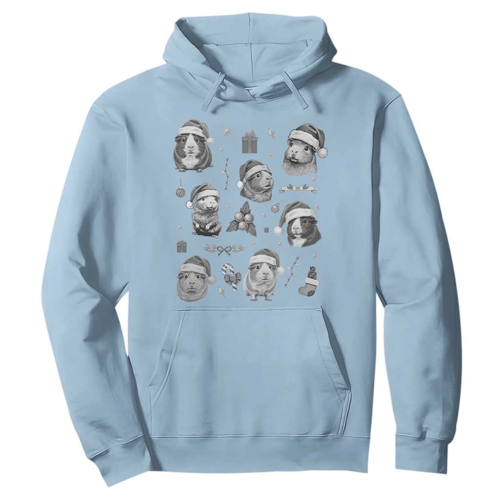 Christmas Guinea Pigs Hoodie Funny Cavy Lover Holiday Gift TS12 Light Blue Print Your Wear