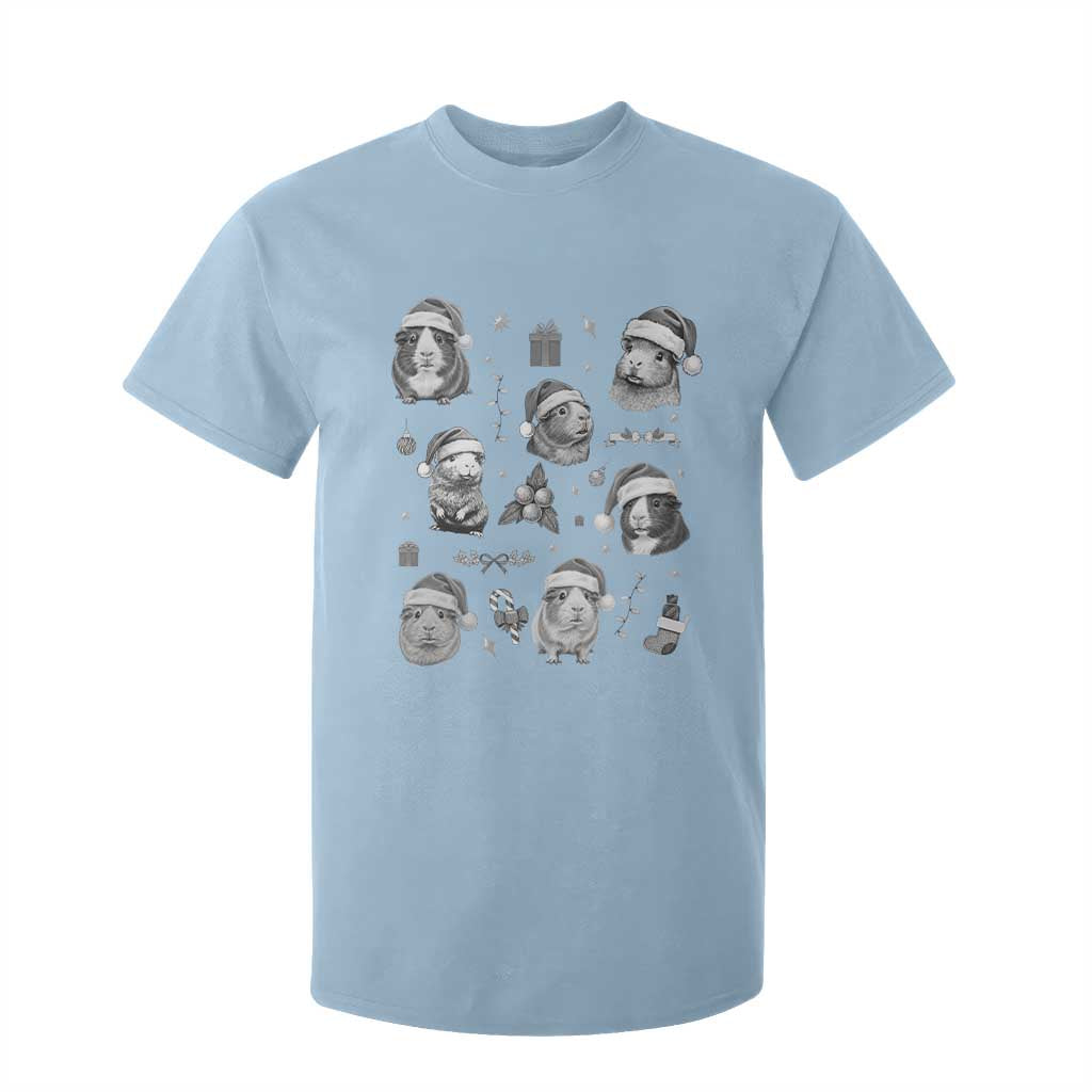 Christmas Guinea Pigs T Shirt For Kid Funny Cavy Lover Holiday Gift TS12 Light Blue Print Your Wear
