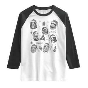 Christmas Guinea Pigs Raglan Shirt Funny Cavy Lover Holiday Gift TS12 White Black Print Your Wear