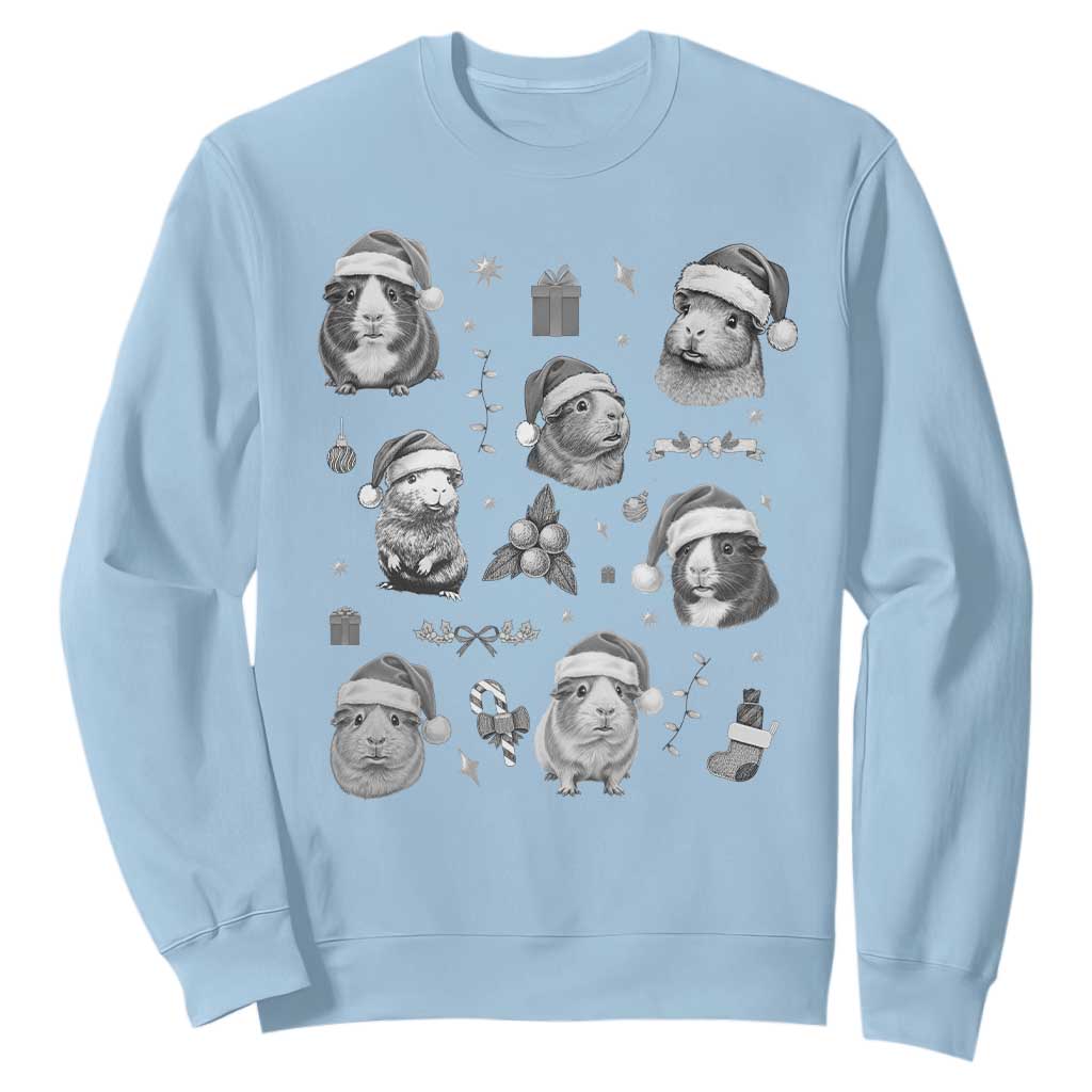 Christmas Guinea Pigs Sweatshirt Funny Cavy Lover Holiday Gift TS12 Light Blue Print Your Wear