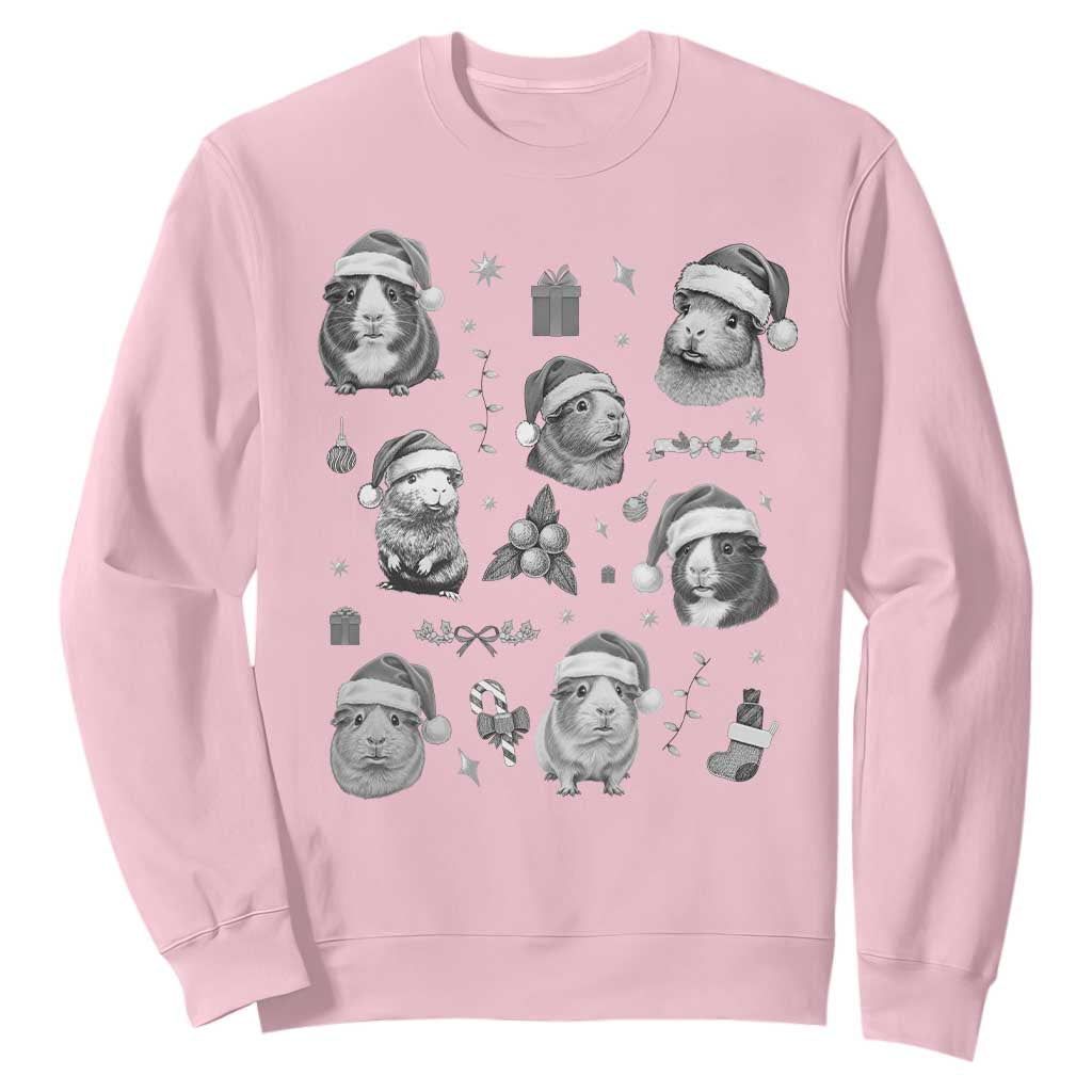 Christmas Guinea Pigs Sweatshirt Funny Cavy Lover Holiday Gift TS12 Light Pink Print Your Wear