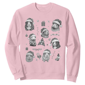 Christmas Guinea Pigs Sweatshirt Funny Cavy Lover Holiday Gift TS12 Light Pink Print Your Wear