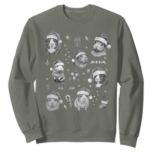 Christmas Guinea Pigs Sweatshirt Funny Cavy Lover Holiday Gift TS12 Military Green Print Your Wear