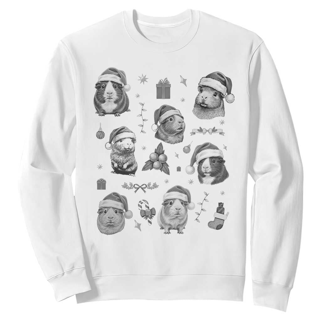Christmas Guinea Pigs Sweatshirt Funny Cavy Lover Holiday Gift TS12 White Print Your Wear