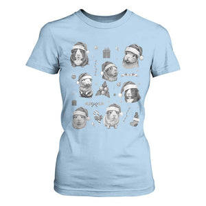 Christmas Guinea Pigs T Shirt For Women Funny Cavy Lover Holiday Gift TS12 Light Blue Print Your Wear