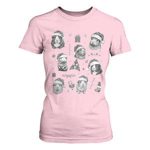 Christmas Guinea Pigs T Shirt For Women Funny Cavy Lover Holiday Gift TS12 Light Pink Print Your Wear