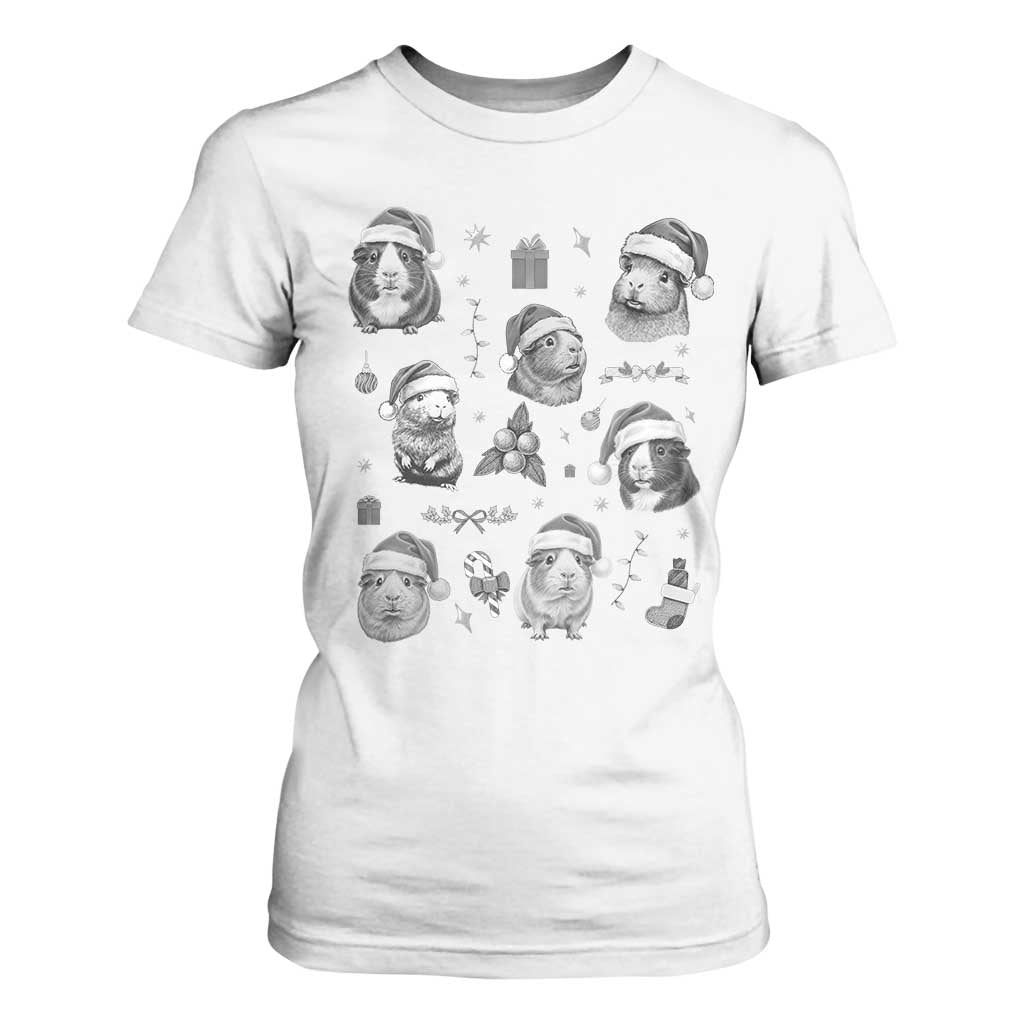Christmas Guinea Pigs T Shirt For Women Funny Cavy Lover Holiday Gift TS12 White Print Your Wear