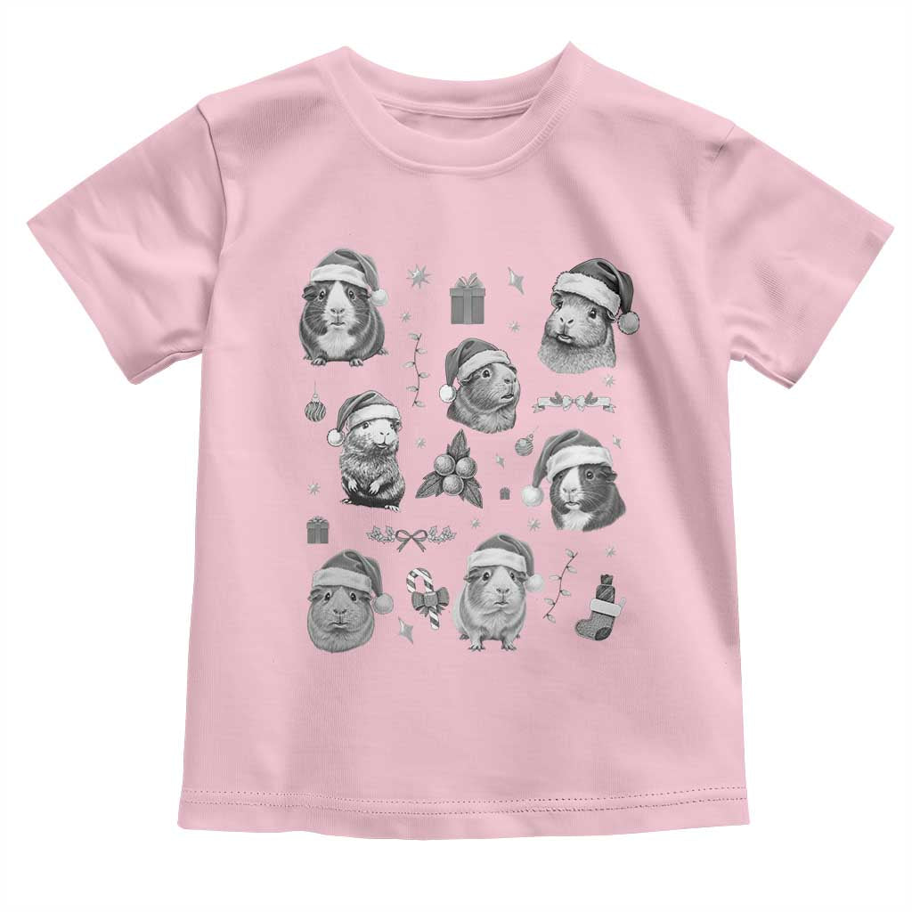 Christmas Guinea Pigs Toddler T Shirt Funny Cavy Lover Holiday Gift TS12 Light Pink Print Your Wear