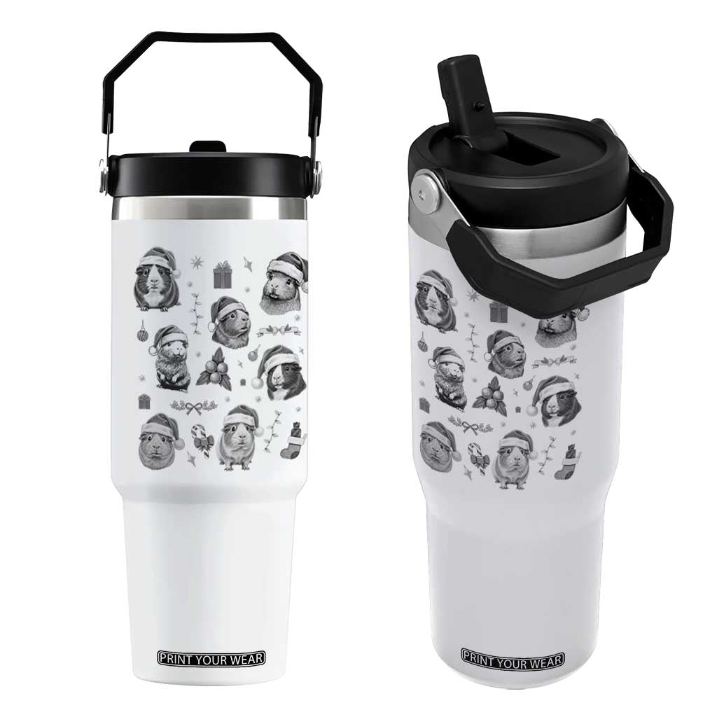 Christmas Guinea Pigs Flip Straw Tumbler Funny Cavy Lover Holiday Gift TS12 One Size: 30 oz White Print Your Wear