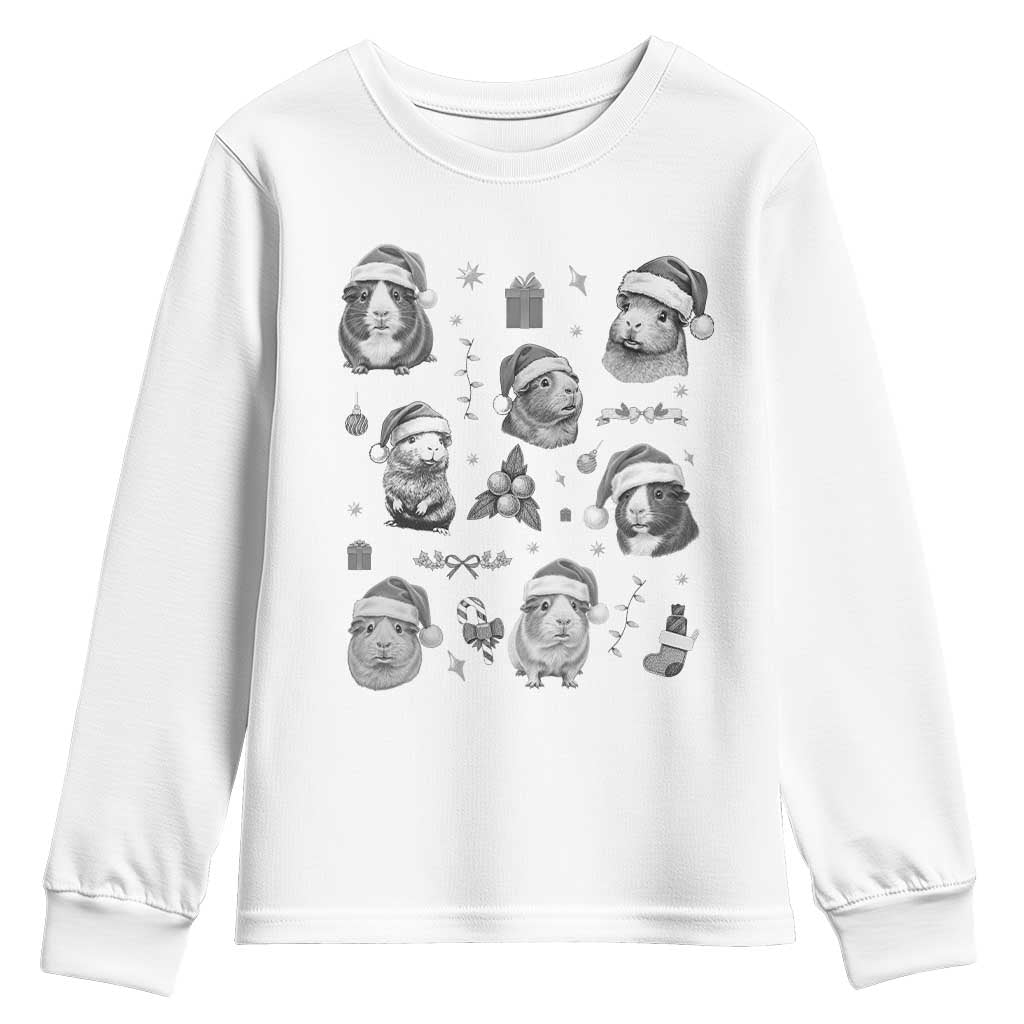 Christmas Guinea Pigs Youth Sweatshirt Funny Cavy Lover Holiday Gift TS12 White Print Your Wear