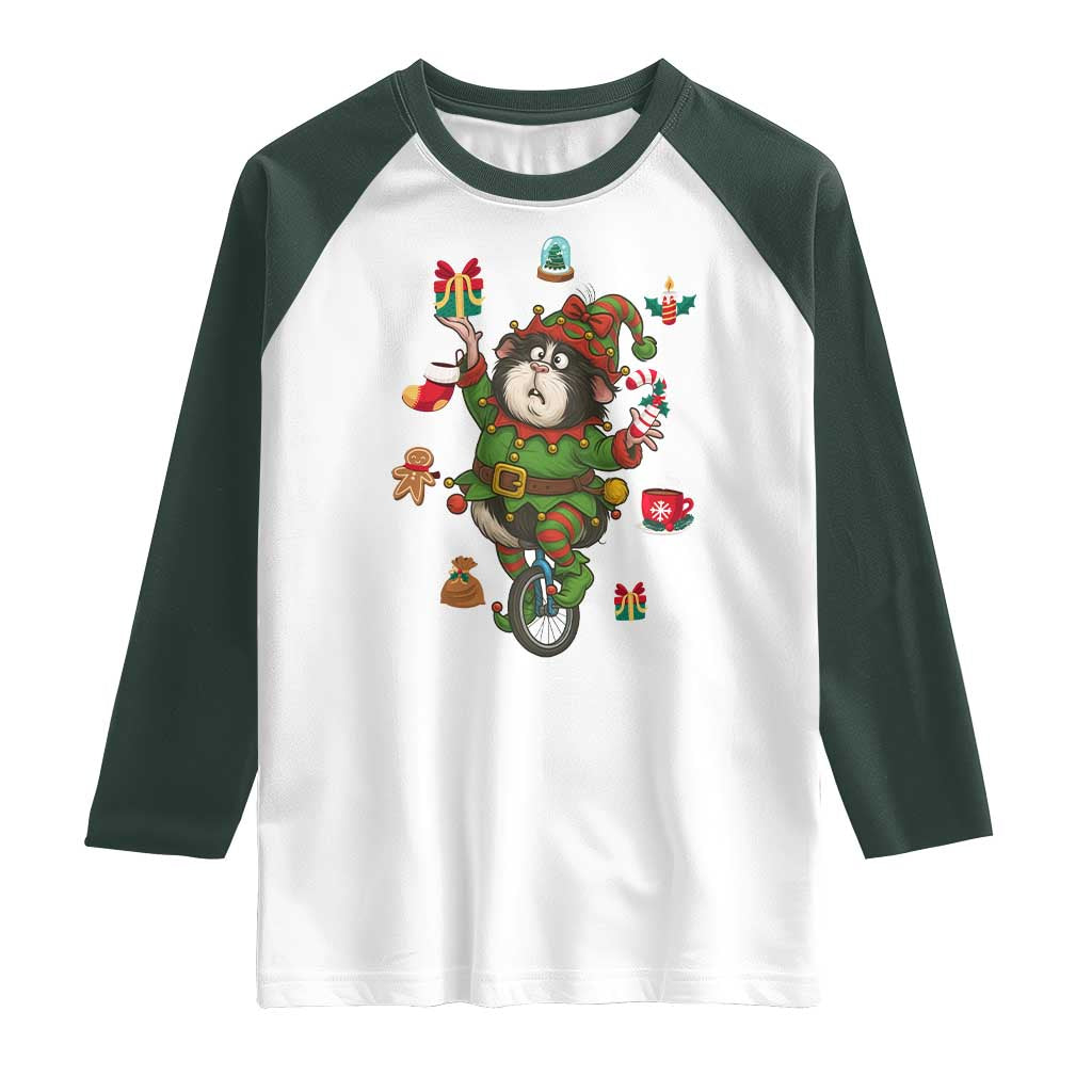 Guinea Pig Master Juggler Raglan Shirt Funny Christmas Cavy Lover Gift TS12 White Dark Forest Green Print Your Wear