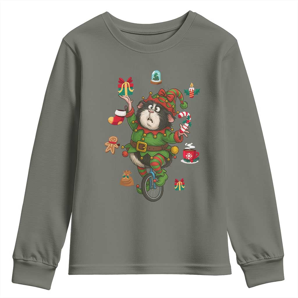 Guinea Pig Master Juggler Youth Sweatshirt Funny Christmas Cavy Lover Gift TS12 Military Green Print Your Wear