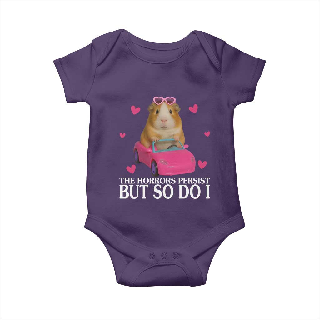 Funny Guinea Pig Lover Gift Baby Onesie The Horrors Persist But So Do I TS12 Purple Print Your Wear