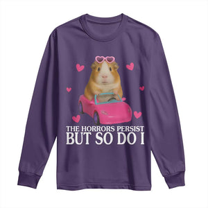 Funny Guinea Pig Lover Gift Long Sleeve Shirt The Horrors Persist But So Do I TS12 Purple Print Your Wear