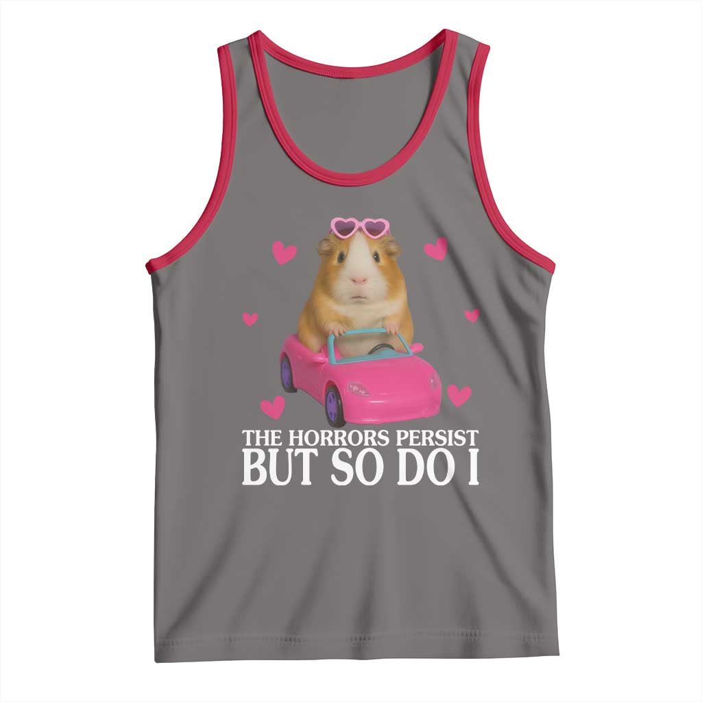 Funny Guinea Pig Lover Gift Tank Top The Horrors Persist But So Do I TS12 Deep Heather Red Print Your Wear