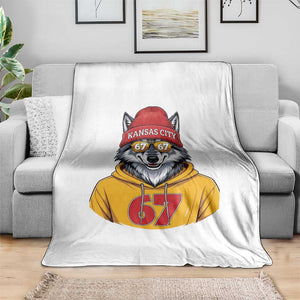 Six Seven Meme Wolf Football Fan Throw Blanket Gen Alpha Slang Gift TS12 Print Your Wear