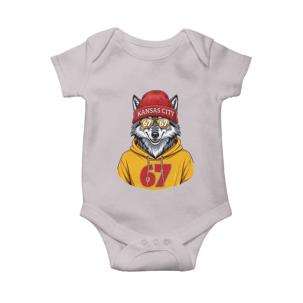 Six Seven Meme Wolf Football Fan Baby Onesie Gen Alpha Slang Gift TS12 Ice Gray Print Your Wear