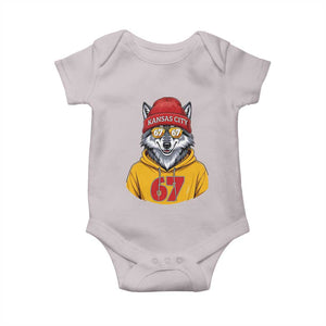 Six Seven Meme Wolf Football Fan Baby Onesie Gen Alpha Slang Gift TS12 Ice Gray Print Your Wear