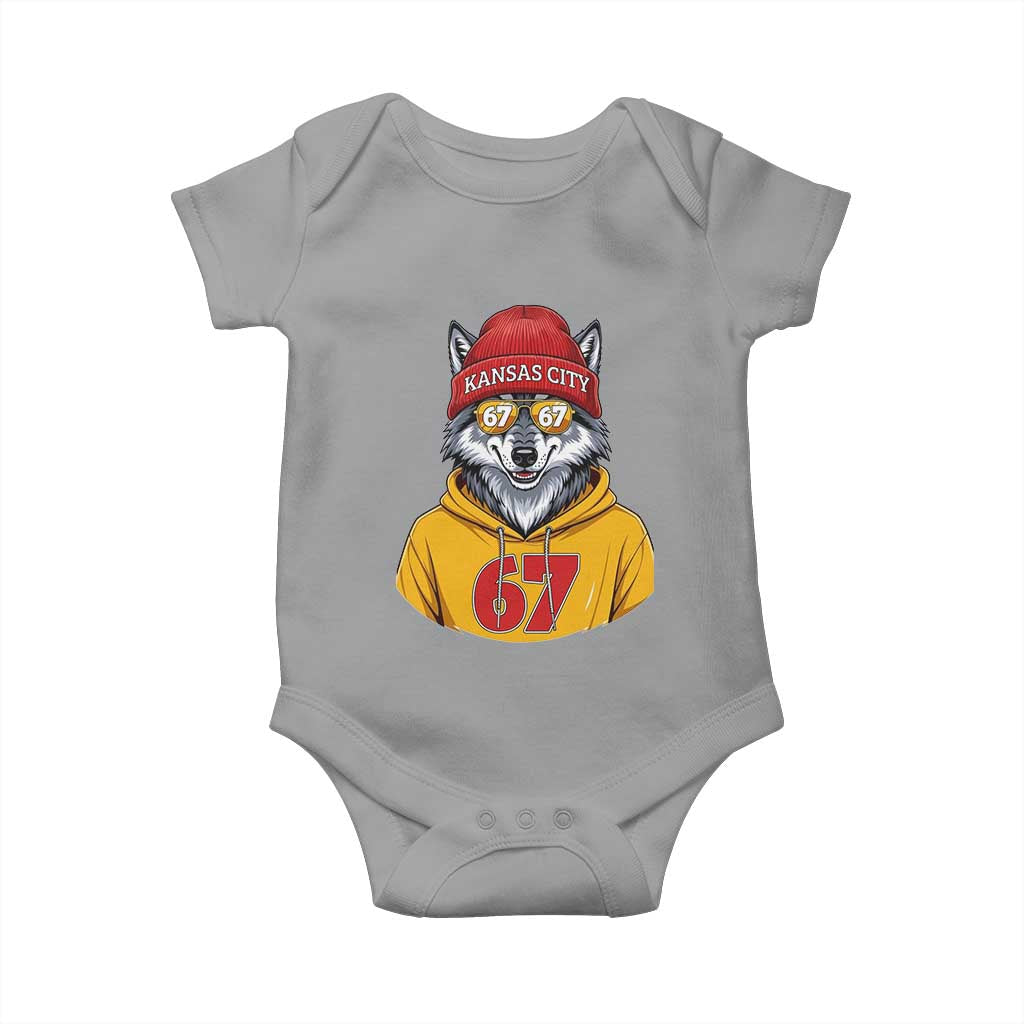 Six Seven Meme Wolf Football Fan Baby Onesie Gen Alpha Slang Gift TS12 Sport Gray Print Your Wear