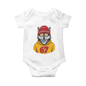 Six Seven Meme Wolf Football Fan Baby Onesie Gen Alpha Slang Gift TS12 White Print Your Wear