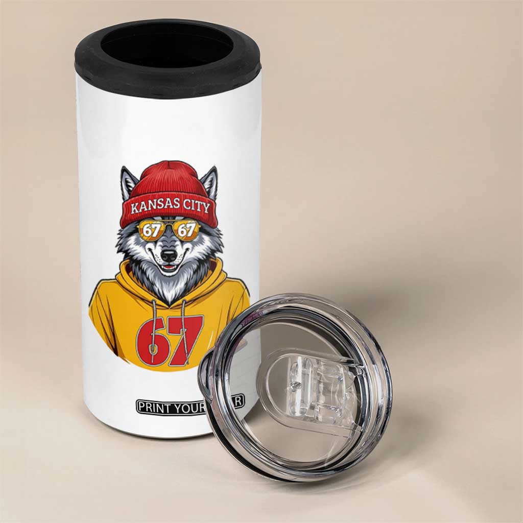 Six Seven Meme Wolf Football Fan 4 in 1 Can Cooler Tumbler Gen Alpha Slang Gift TS12 Print Your Wear