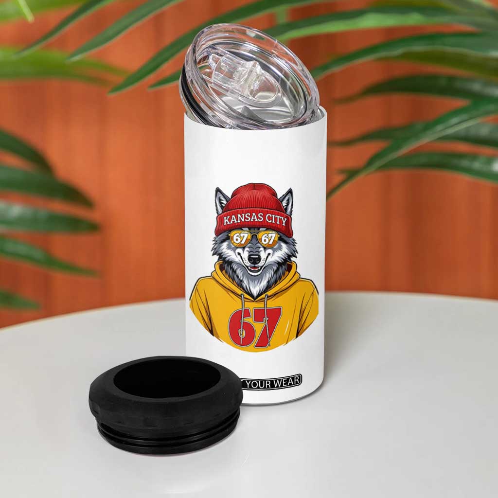 Six Seven Meme Wolf Football Fan 4 in 1 Can Cooler Tumbler Gen Alpha Slang Gift TS12 Print Your Wear