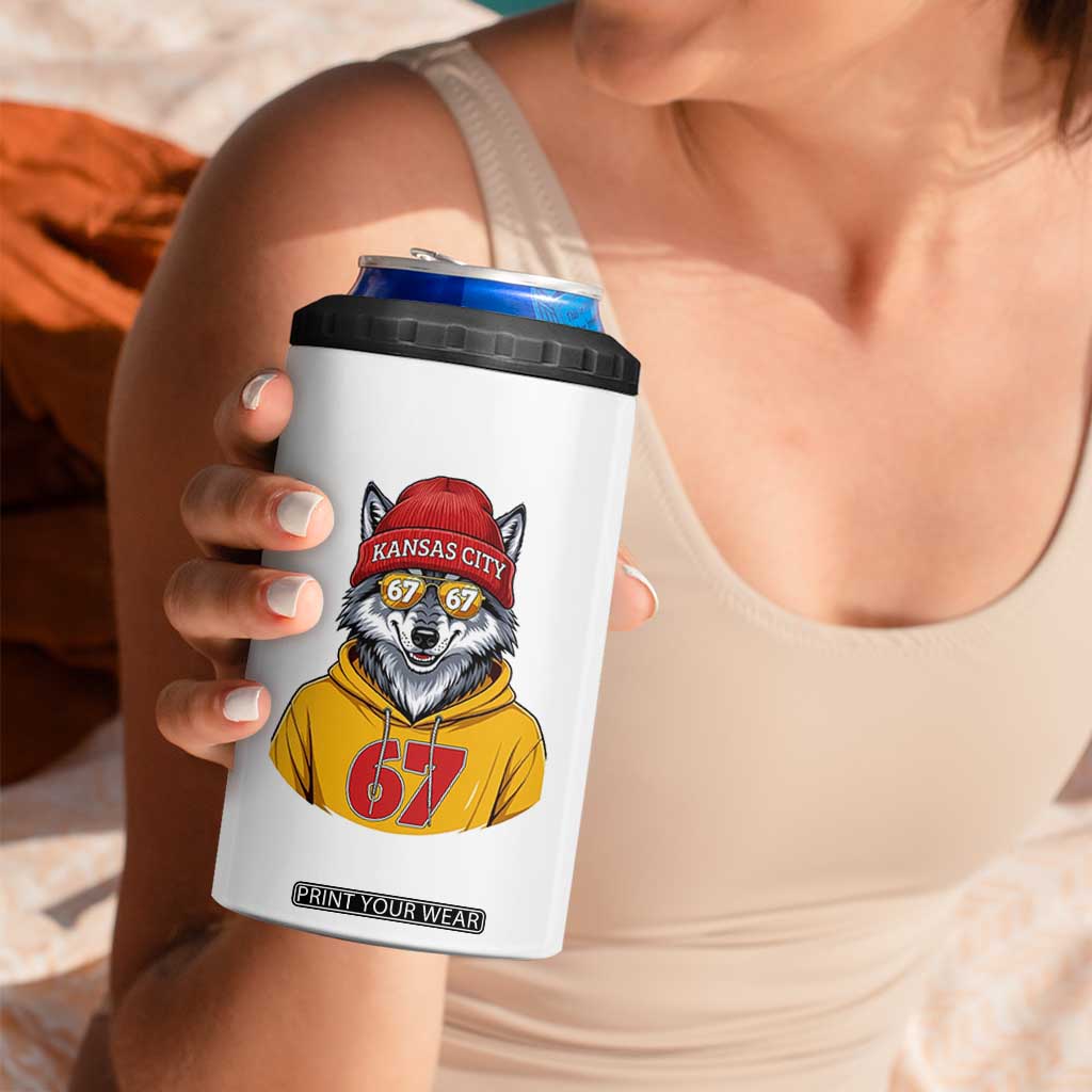 Six Seven Meme Wolf Football Fan 4 in 1 Can Cooler Tumbler Gen Alpha Slang Gift TS12 Print Your Wear