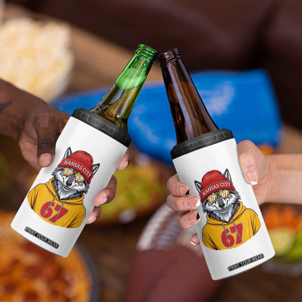 Six Seven Meme Wolf Football Fan 4 in 1 Can Cooler Tumbler Gen Alpha Slang Gift TS12 Print Your Wear