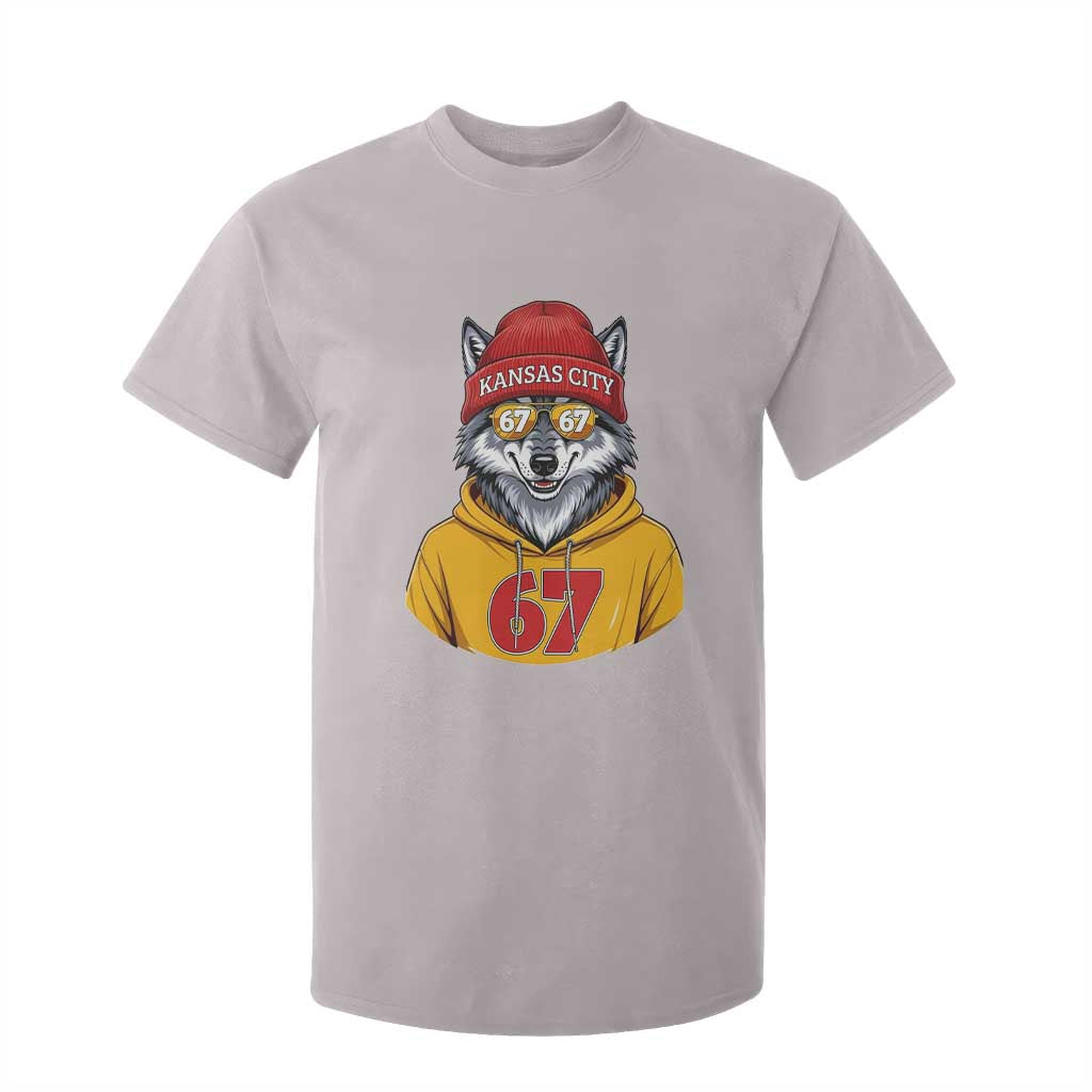 Six Seven Meme Wolf Football Fan T Shirt For Kid Gen Alpha Slang Gift TS12 Ice Gray Print Your Wear