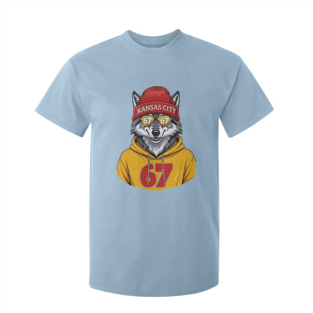 Six Seven Meme Wolf Football Fan T Shirt For Kid Gen Alpha Slang Gift TS12 Light Blue Print Your Wear