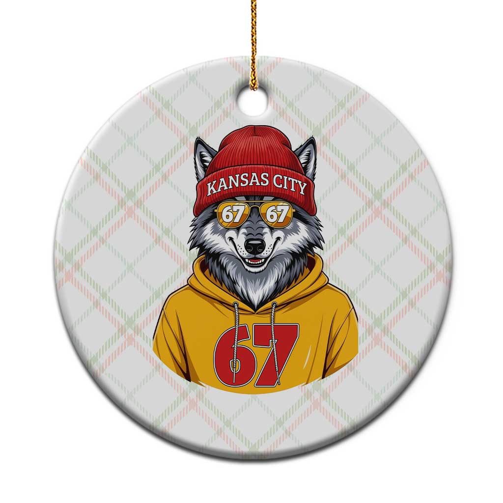 Six Seven Meme Wolf Football Fan Ceramic Ornament Gen Alpha Slang Gift TS12 1pc Christmas Plaid Print Your Wear