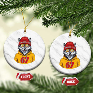 Six Seven Meme Wolf Football Fan Ceramic Ornament Gen Alpha Slang Gift TS12 1pc White Marble Print Your Wear