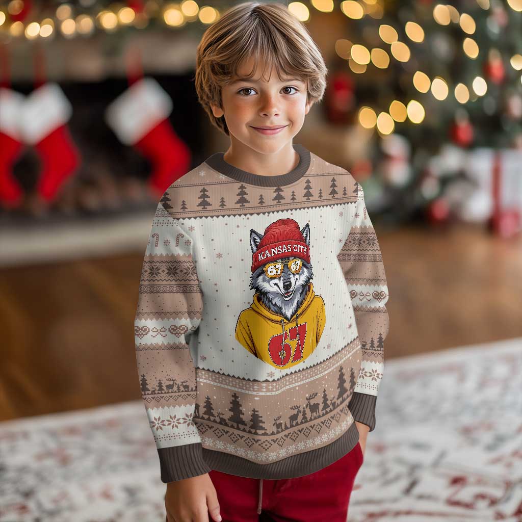 Six Seven Meme Wolf Football Fan Ugly Christmas Sweater Gen Alpha Slang Gift TS12 Mocha Mousse Print Your Wear