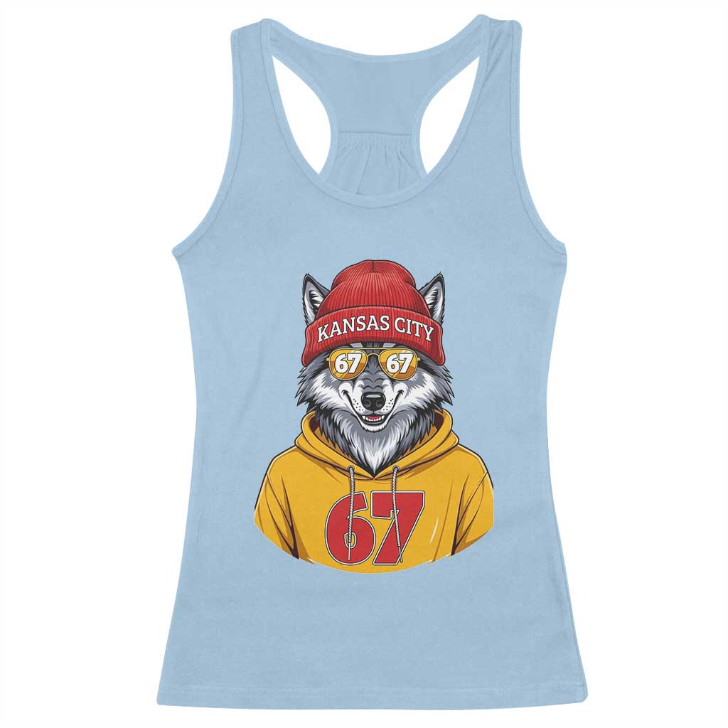Six Seven Meme Wolf Football Fan Racerback Tank Top Gen Alpha Slang Gift TS12 Light Blue Print Your Wear