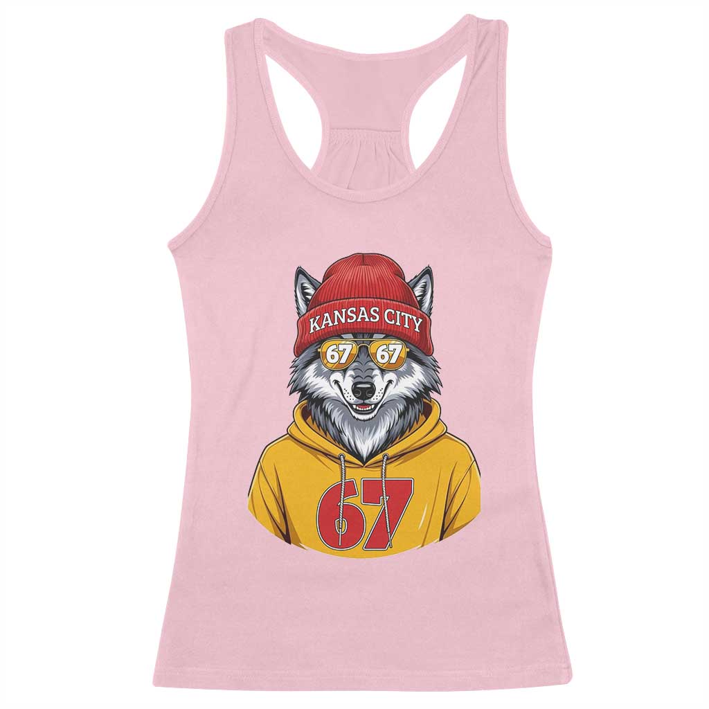 Six Seven Meme Wolf Football Fan Racerback Tank Top Gen Alpha Slang Gift TS12 Light Pink Print Your Wear