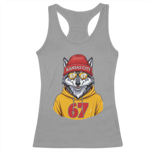 Six Seven Meme Wolf Football Fan Racerback Tank Top Gen Alpha Slang Gift TS12 Sport Gray Print Your Wear