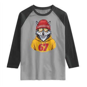 Six Seven Meme Wolf Football Fan Raglan Shirt Gen Alpha Slang Gift TS12 Sport Gray Black Print Your Wear