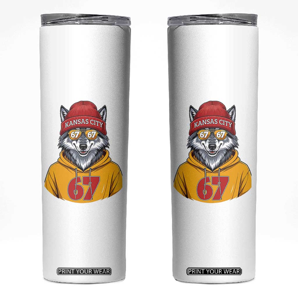 Six Seven Meme Wolf Football Fan Skinny Tumbler Gen Alpha Slang Gift TS12 White Print Your Wear