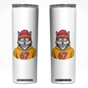 Six Seven Meme Wolf Football Fan Skinny Tumbler Gen Alpha Slang Gift TS12 White Print Your Wear