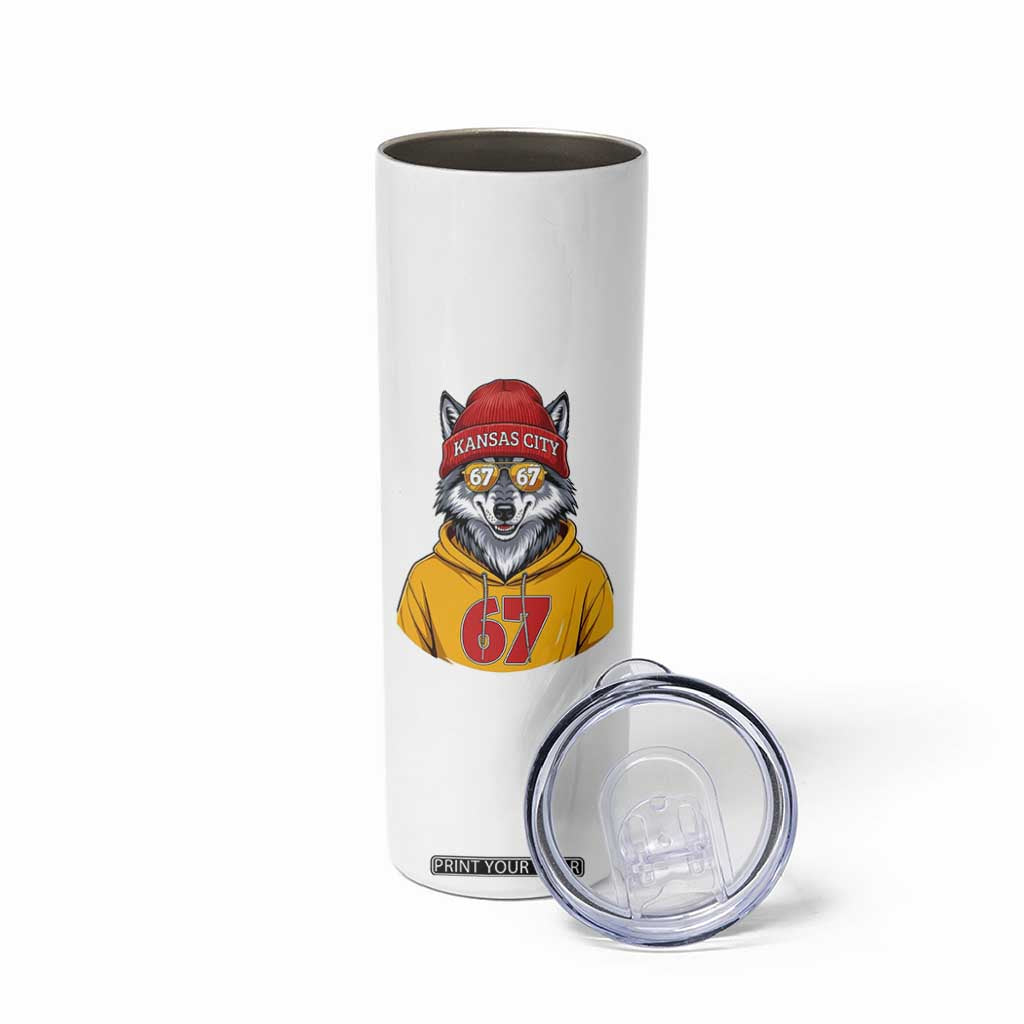 Six Seven Meme Wolf Football Fan Skinny Tumbler Gen Alpha Slang Gift TS12 Print Your Wear