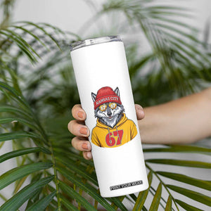 Six Seven Meme Wolf Football Fan Skinny Tumbler Gen Alpha Slang Gift TS12 Print Your Wear