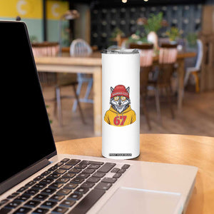 Six Seven Meme Wolf Football Fan Skinny Tumbler Gen Alpha Slang Gift TS12 Print Your Wear