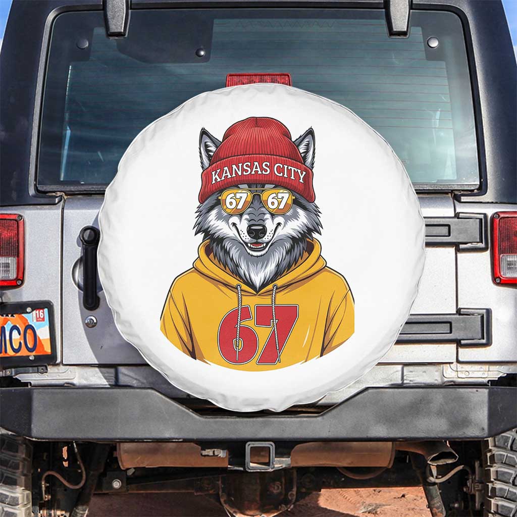 Six Seven Meme Wolf Football Fan Spare Tire Cover Gen Alpha Slang Gift TS12 No hole Black Print Your Wear
