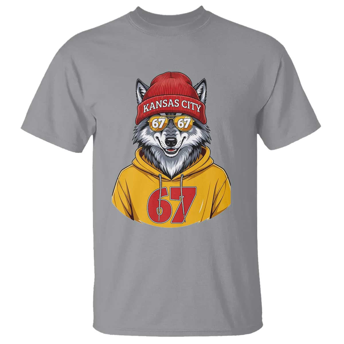 Six Seven Meme Wolf Football Fan T Shirt Gen Alpha Slang Gift TS12 Sport Gray Print Your Wear