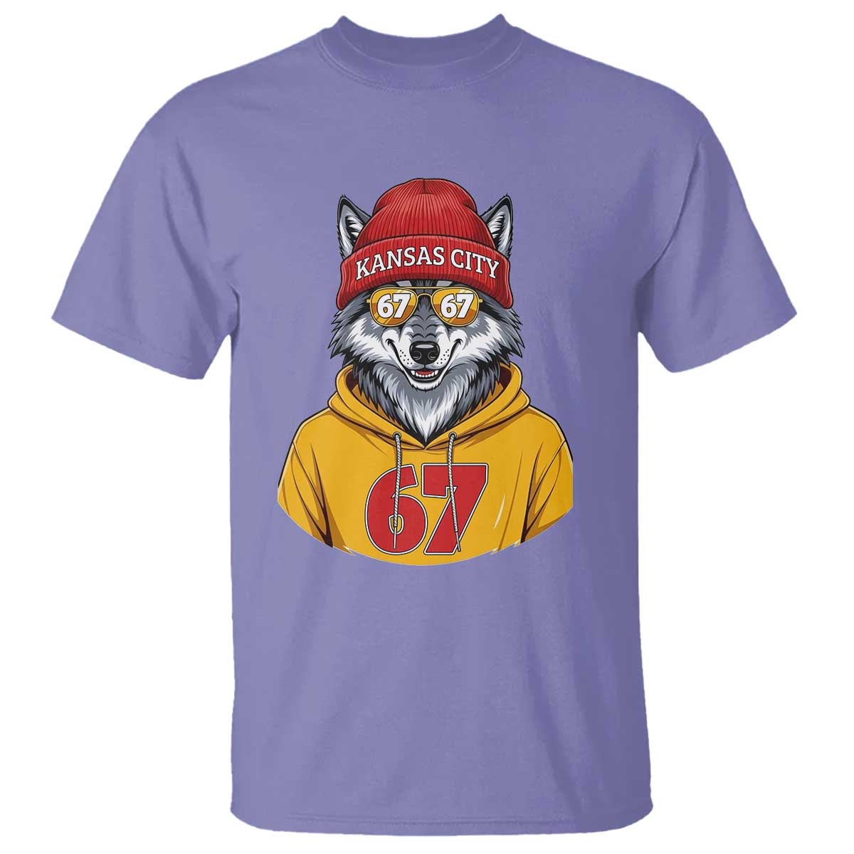 Six Seven Meme Wolf Football Fan T Shirt Gen Alpha Slang Gift TS12 Violet Print Your Wear