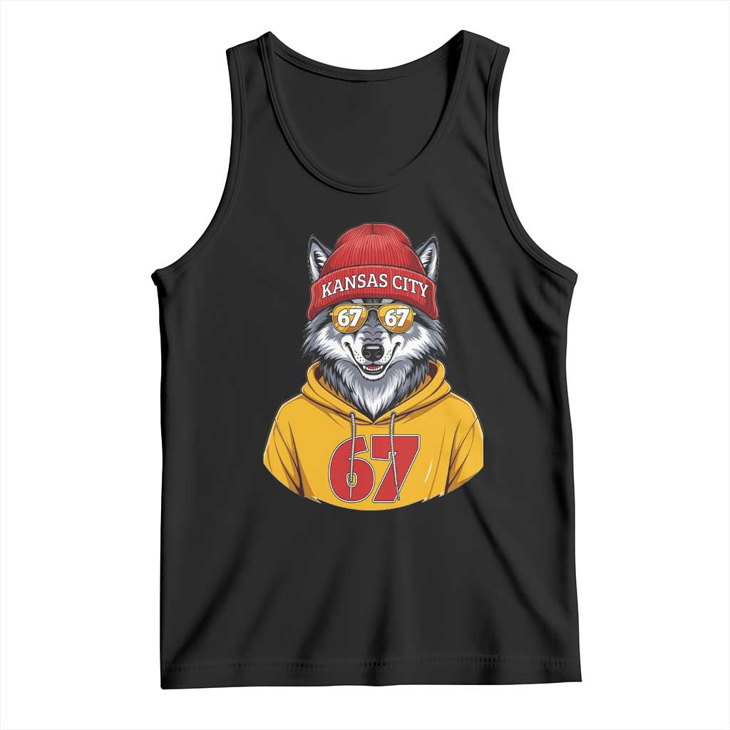 Six Seven Meme Wolf Football Fan Tank Top Gen Alpha Slang Gift TS12 Black Print Your Wear
